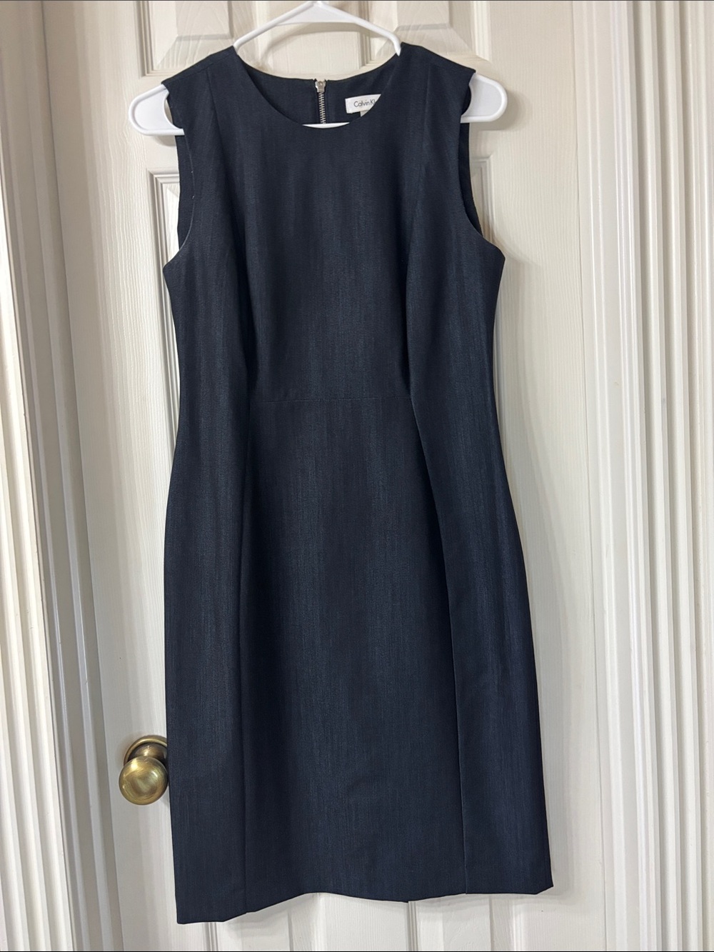 Calvin Klein Sleeveless Dark Navy Sheath Midi Dress